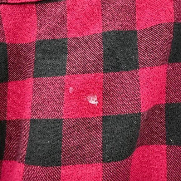 LL Bean Shirt Mens L Red Buffalo Plaid Fleece Line Shacket Traditional Button Up - Picture 7 of 9